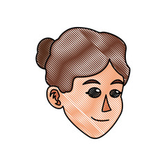 drawing character face woman bun hair vector illustration