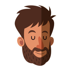 avatar face man beard close eyes shadow vector illustration