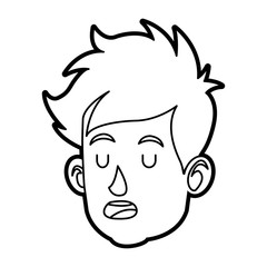 character face head boy kid outline vector illustration