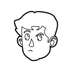 character face head boy kid outline vector illustration