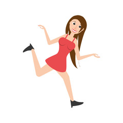 Woman celebrating cartoon icon vector illustration graphic design