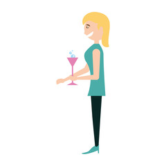 Woman celebrating cartoon icon vector illustration graphic design