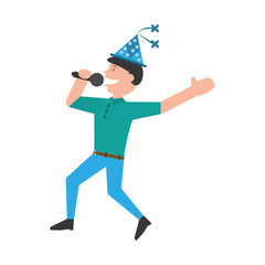 Man celebrating cartoon icon vector illustration graphic design
