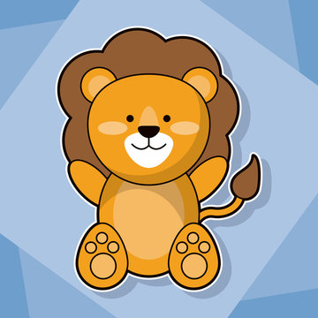 cute lion baby animal cartoon image vector illustration