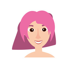 Happy woman face cartoon icon vector illustration graphic design