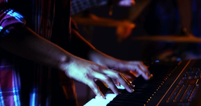 Band performing in studio