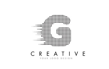 G Letter Logo with Black Dots and Trails.