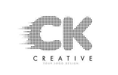 CK C K Letter Logo with Black Dots and Trails.