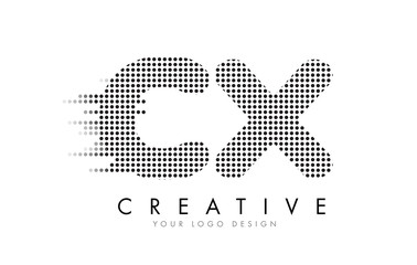 CX C X Letter Logo with Black Dots and Trails.