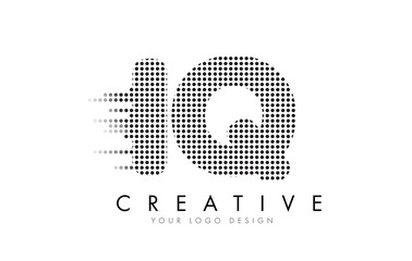 IQ I Q Letter Logo with Black Dots and Trails.