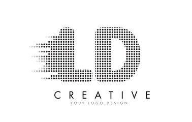 LD L D Letter Logo with Black Dots and Trails.