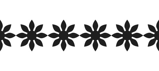Border of black flowers for decoration, scrapbooking, greeting cards. Vector illustration