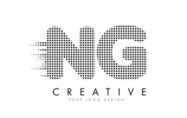 NG N G Letter Logo with Black Dots and Trails.