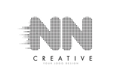 NN N Letter Logo with Black Dots and Trails.