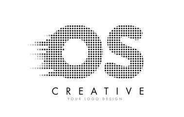 OS O S Letter Logo with Black Dots and Trails.