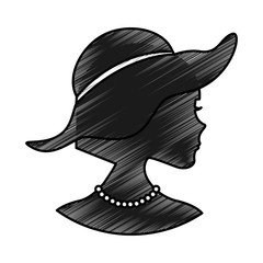 woman silhouette with elegant hat vector illustration design