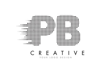 PB P B Letter Logo with Black Dots and Trails.