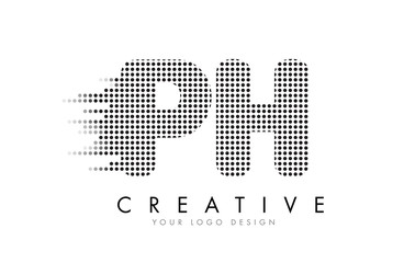 PH P H Letter Logo with Black Dots and Trails.