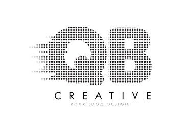 QB Q B Letter Logo with Black Dots and Trails.