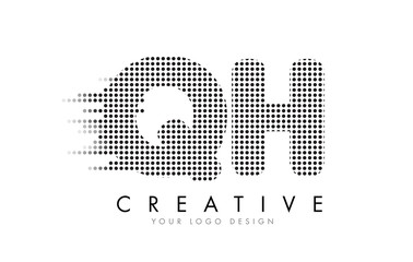 QH G H Letter Logo with Black Dots and Trails.