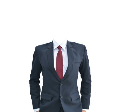 Business Man With No Head Standing Isolated On White Background, Clipping Path Inside