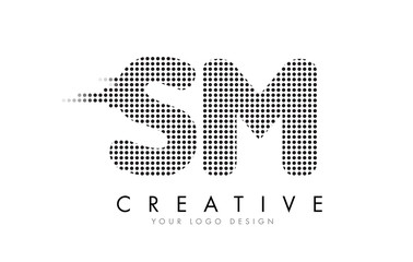 SM S M Letter Logo with Black Dots and Trails.