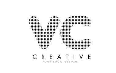 VC V C Letter Logo with Black Dots and Trails.