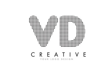 VD V D Letter Logo with Black Dots and Trails.