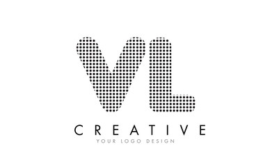VL V L Letter Logo with Black Dots and Trails.