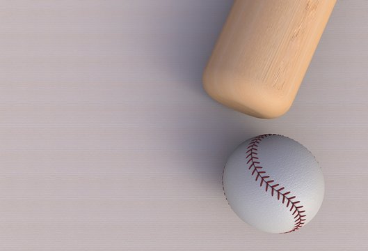 Baseball bat isolated on table, 3d rendering