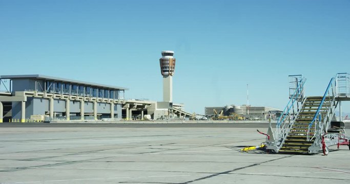 Airport tarmac, pan left