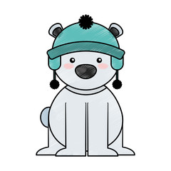 polar bear with winter hat vector illustration design