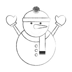 snowman with winter hat vector illustration design