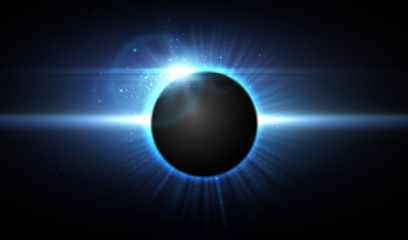 Vector eclipse in space, cosmic background.