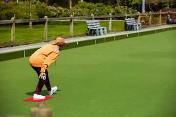 Fototapeta premium Retirement and playing bowling ball 