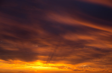 Scenic orange sunset sky background