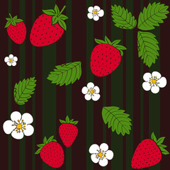 Strawberry vector pattern. Berries background