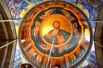 religious ceiling painting in Machairas church and monastery, Cyprus 