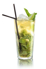 Cocktail mojito in a high glass