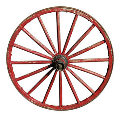Red Antique Wagon Wheel