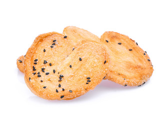 biscuit with black sesame isolated on white background