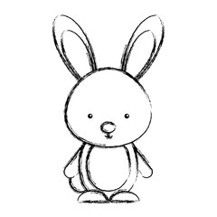 cute rabbit woodland animal vector illustration design