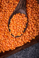 Bowl with red lentils