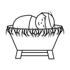 jesus baby on Straw cradle manger character vector illustration design