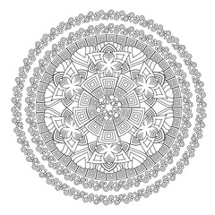 Flower Mandala vector illustration. Oriental pattern, vintage decorative elements. Islam, Arabic, Indian, moroccan, turkish ottoman motifs Coloring page