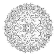 Flower Mandala vector illustration. Oriental pattern, vintage decorative elements. Islam, Arabic, Indian, moroccan, turkish ottoman motifs Coloring page