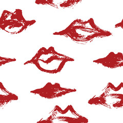 Hand drawing Seamless pattern with red lips