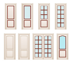 Collection office white doors, Set Technical Drawing. Classic interior doors isolated. illustration doors.