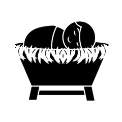 jesus baby on Straw cradle manger character vector illustration design