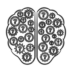 storm brain with question isolated icon vector illustration design
